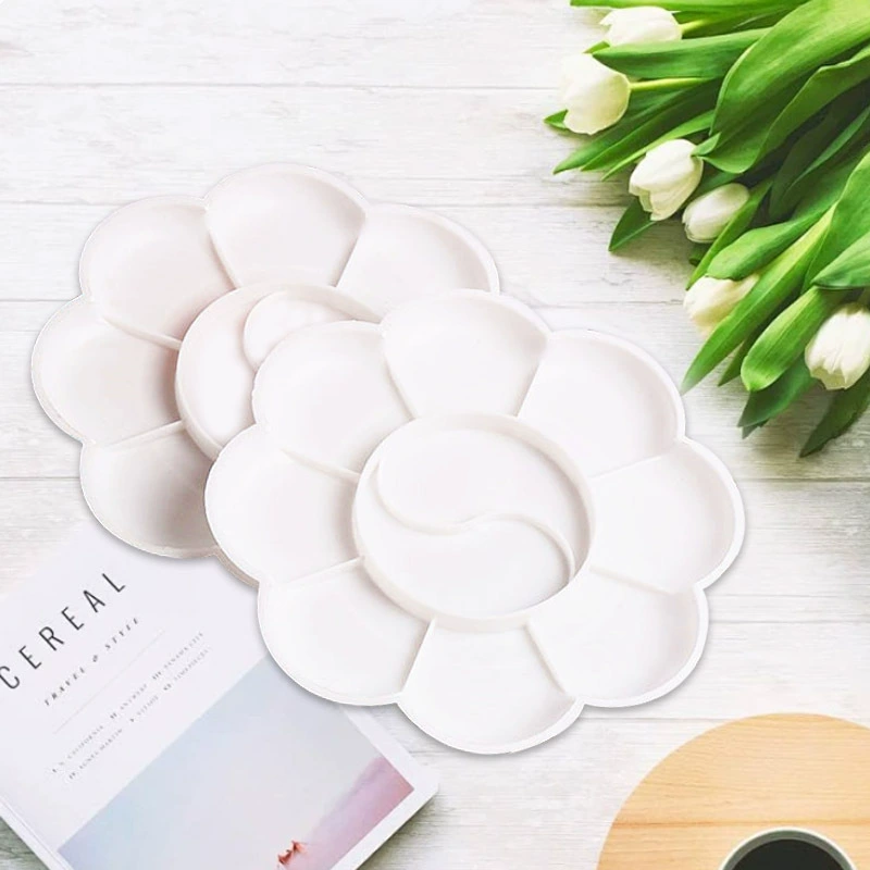 Палитра в форме цветка сливы для художественной живописи, акварели, акрила, маленькая палитра в форме цветка сливы, маленькая палитра в форме стопы.