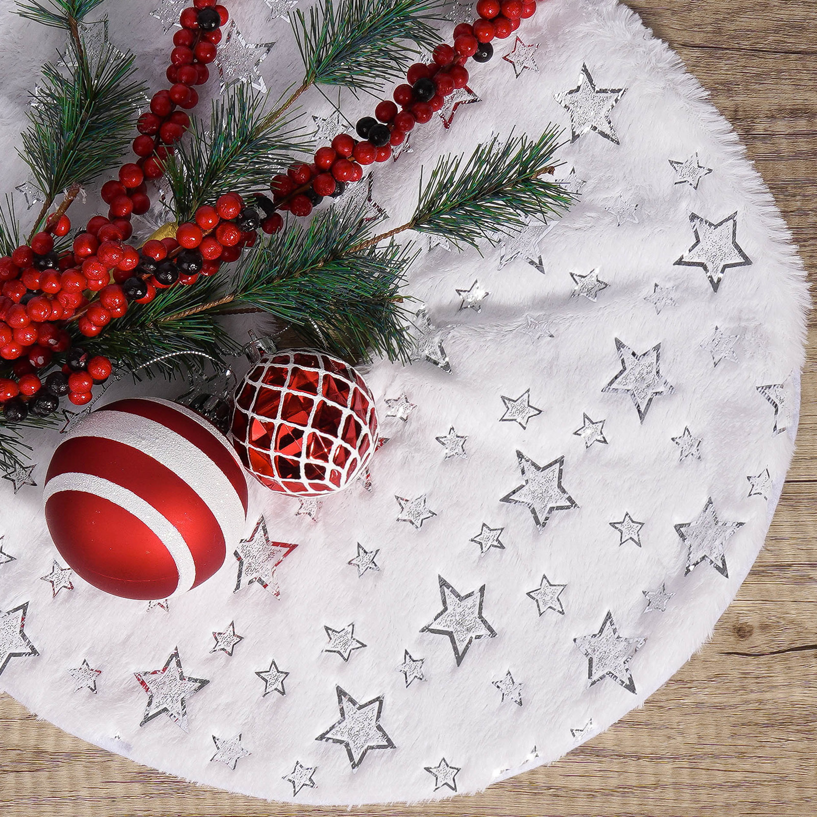 Navidad transfronteriza mini falda de árbol de Navidad decoración de escritorio delantal de árbol de Navidad de plata estrella de oro falda de peluche