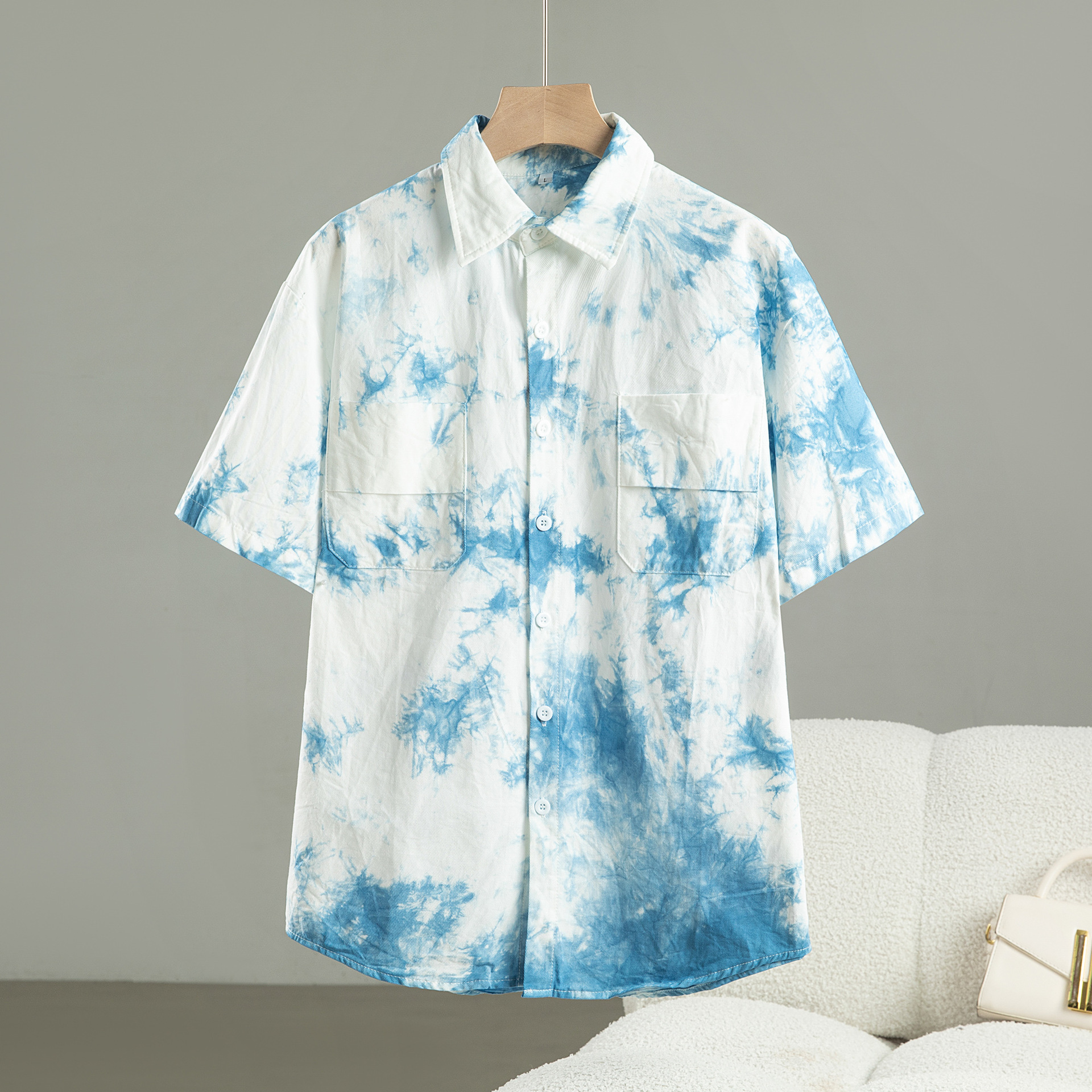 Yunnan Pure Handmade Tie-Dye Ethnic Style Men's Short-Sleeved Shirt Summer Travel Blue-Dyed Casual Shirt Cardigan Top