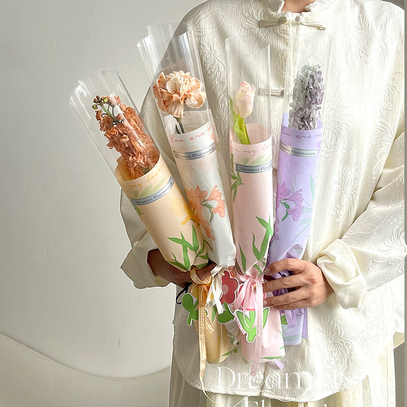 Deseo de una sola bolsa bolsa de rosas bolsa de embalaje de flores a prueba de agua bolsa de materiales de flores regalos materiales de flores al por mayor