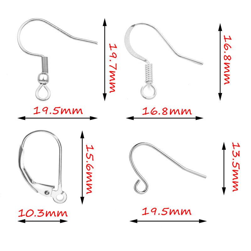 Hook Earring Findings, Lobster Clasp Jewelry Making Type 100 PCS/Package 304 Stainless Steel Solid Color Lobster Clasp