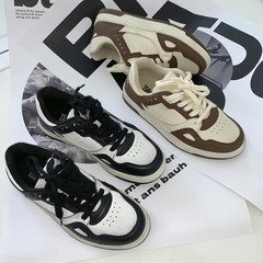 TWTW做舊設計感熊貓黑白配色休閒鞋女SGID街拍學生真皮運動板鞋