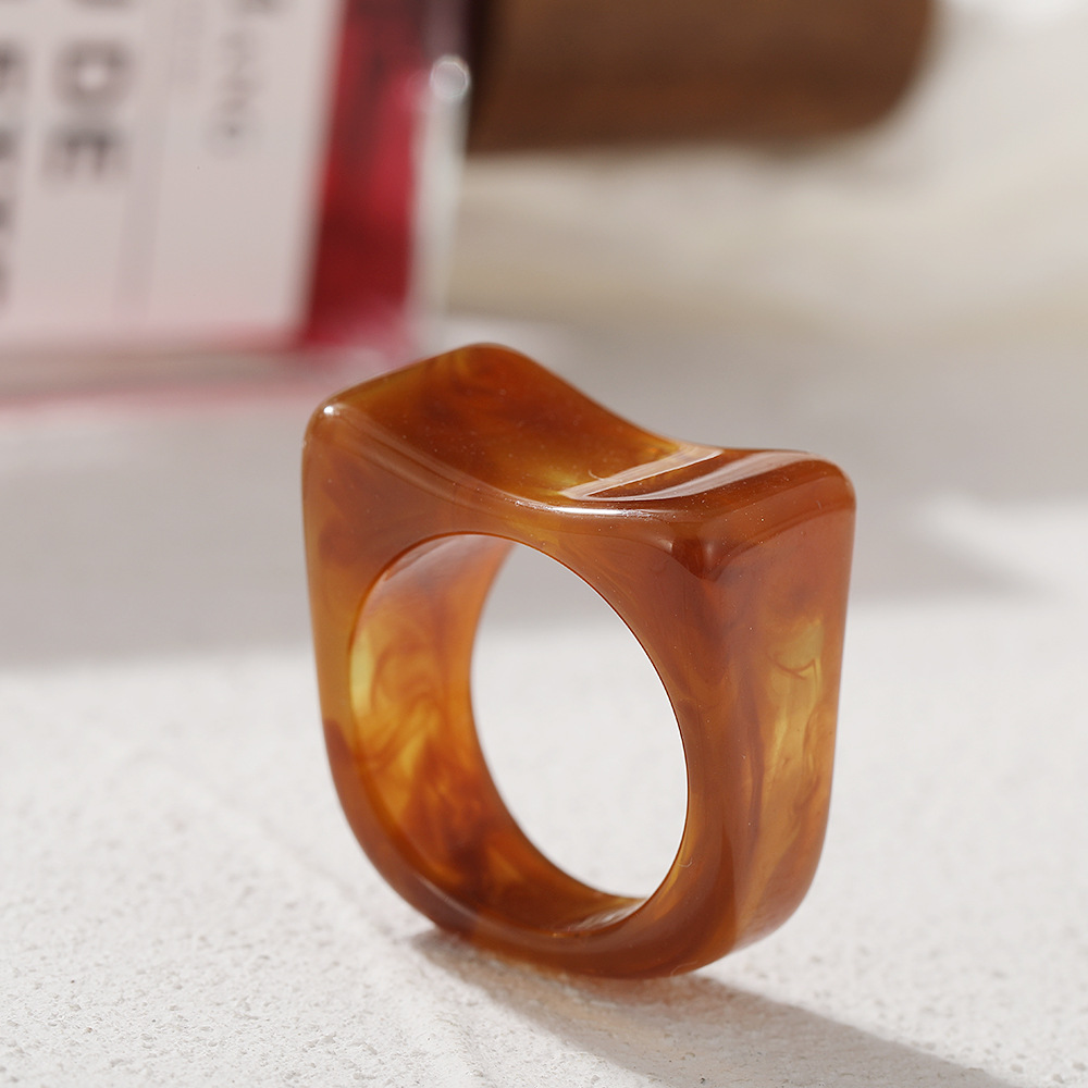 Retro Fashion Candy Color Butterfly Resin Ring Square Acrylic Ring display picture 5