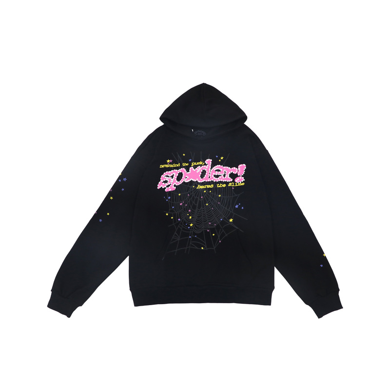 外国貿易Sp1derヒップホップ歌手と同じスタイルのフォームレター555カップル用フード付きパーカーPinkスウェットシャツ|undefined