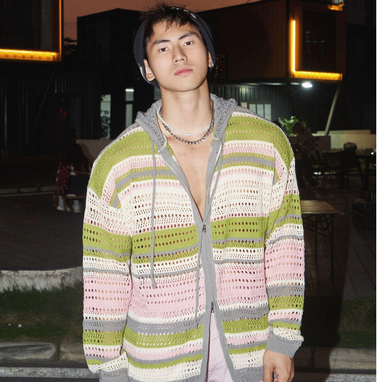 Knitted autumn design cardigan for men and women, sweater, American style, trend of season, sun protection