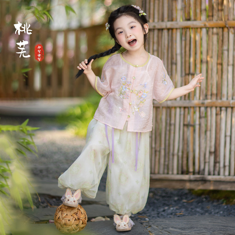 Modern and Traditional Girls' Hanfu 2026 Summer New Chinese Style Two-Piece Set New Chinese Style Children's Ancient Style Outfit Modern and Traditional Girls' Hanfu 2026 Summer New Chinese Style Two-Piece Set New Chinese Style Children's Ancient Style Outfit