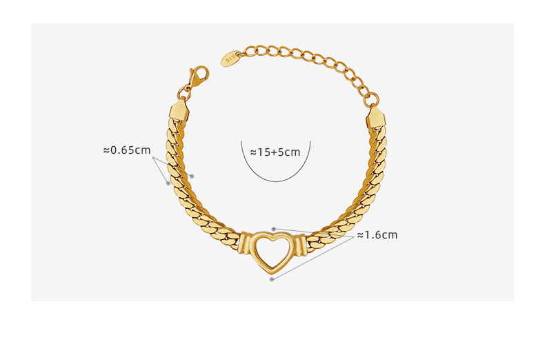 Fashion Heart Shape Titanium Steel Plating Bracelets 1 Piece