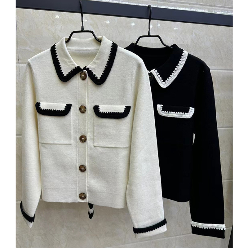 French SE pure yuan Spring and Autumn new Xiaoxiang wool short knitted coat handmade hook lace classic all-match cardigan