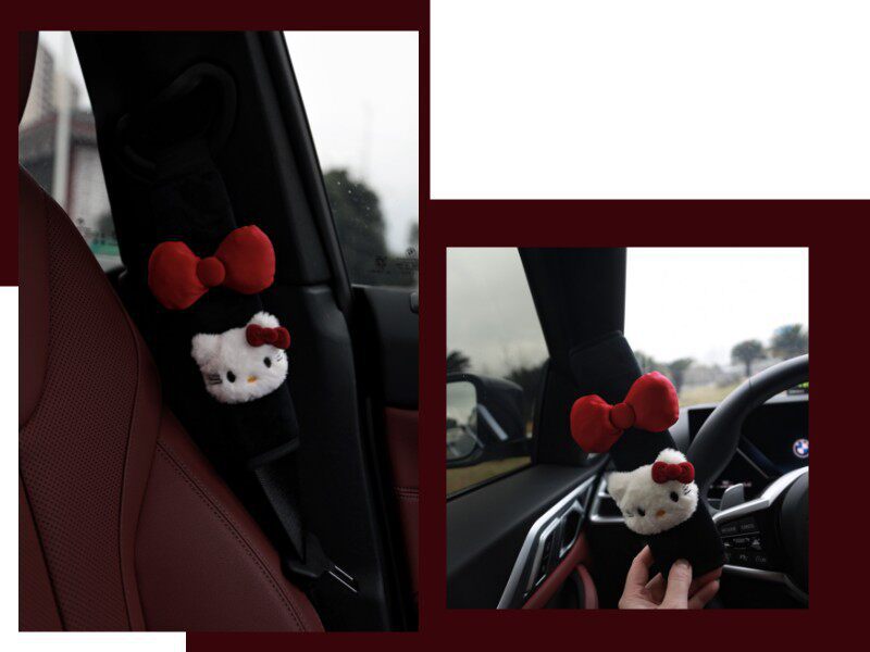 Creative Car Accessories, Cute Cat Bowknot Car Seatbelt Shoulder Pads, Anti-Strangling and Anti-Wear Decorative Car Gadgets, New Car Gift