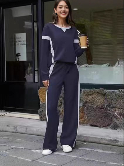 秋冬女式新款欧美休闲宽松时尚运动服舒适两件套装|undefined