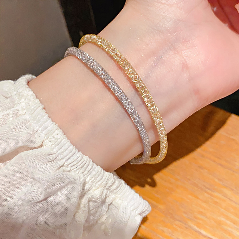 S925 Sterling Silver Sparkling Glitter Money Bag Bracelet Women's Niche Accessible Luxury Fashionable Simple Fine Glitter Single Chain Bracelet