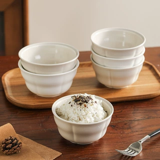 简约米饭碗轻奢奶油风餐具家用高颜值釉下彩陶瓷小碗组合现代简约