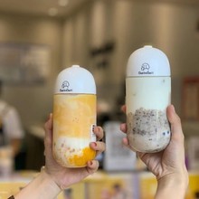 网红可爱胶囊杯透明pet一次性塑料瓶创意奶茶杯食品包装瓶子批发