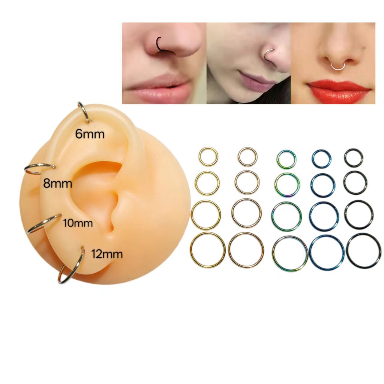 316L Seamless Nose Ring, Unisex Closed Ring Piercing Jewelry, In-Stock Wholesale, Cross-Border Manufacturer Wholesale
