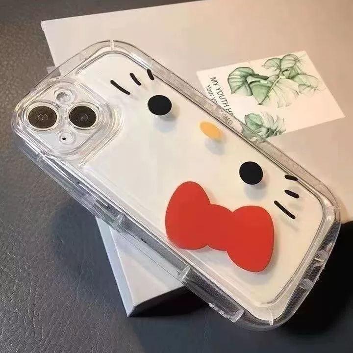 Чехол для телефона (Hello Kitty) совместим с iPhone 6–17, прозрачный с мягким бампером, защита от падений