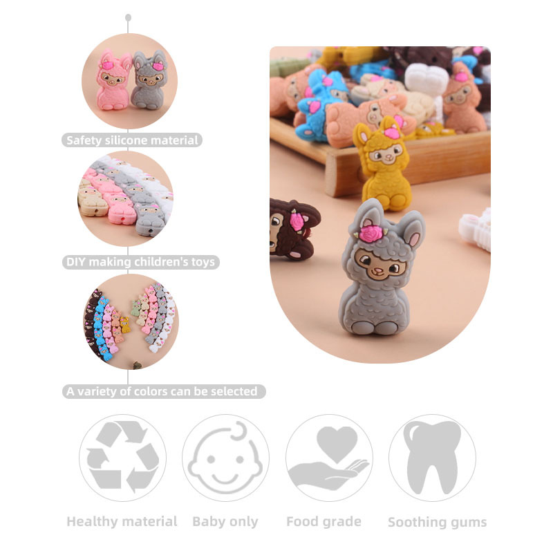 Creativo DIY bebé suministros dibujos animados animal ovejas silicona joyería bebé chupete cadena molar teether pulsera Accesorios