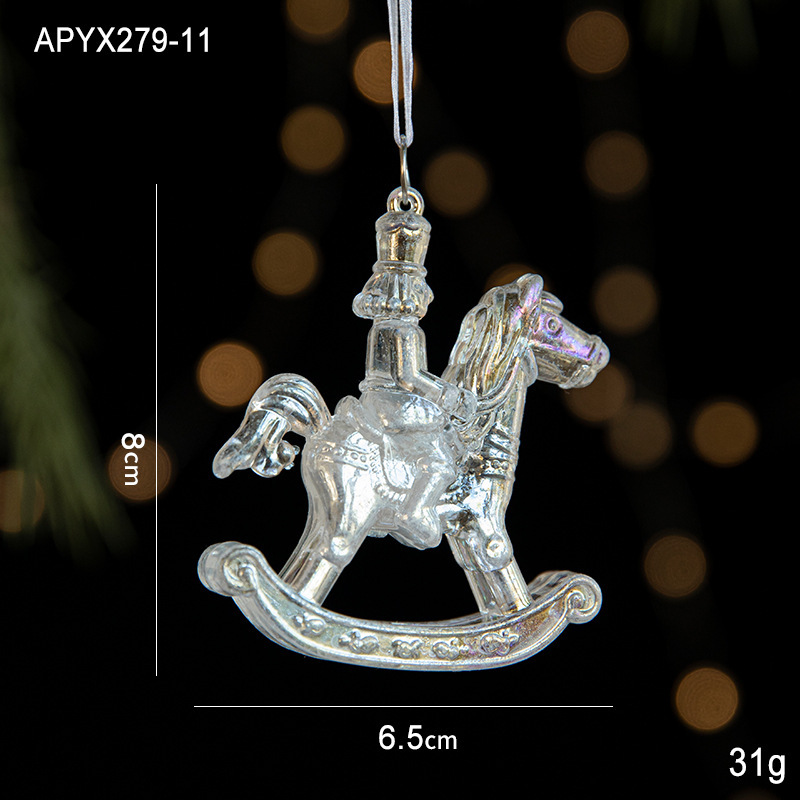 国境を越えた新しいクリスマス装飾品クリスマスツリー装飾アクリル飾り七彩透明氷晶ペンダント|undefined