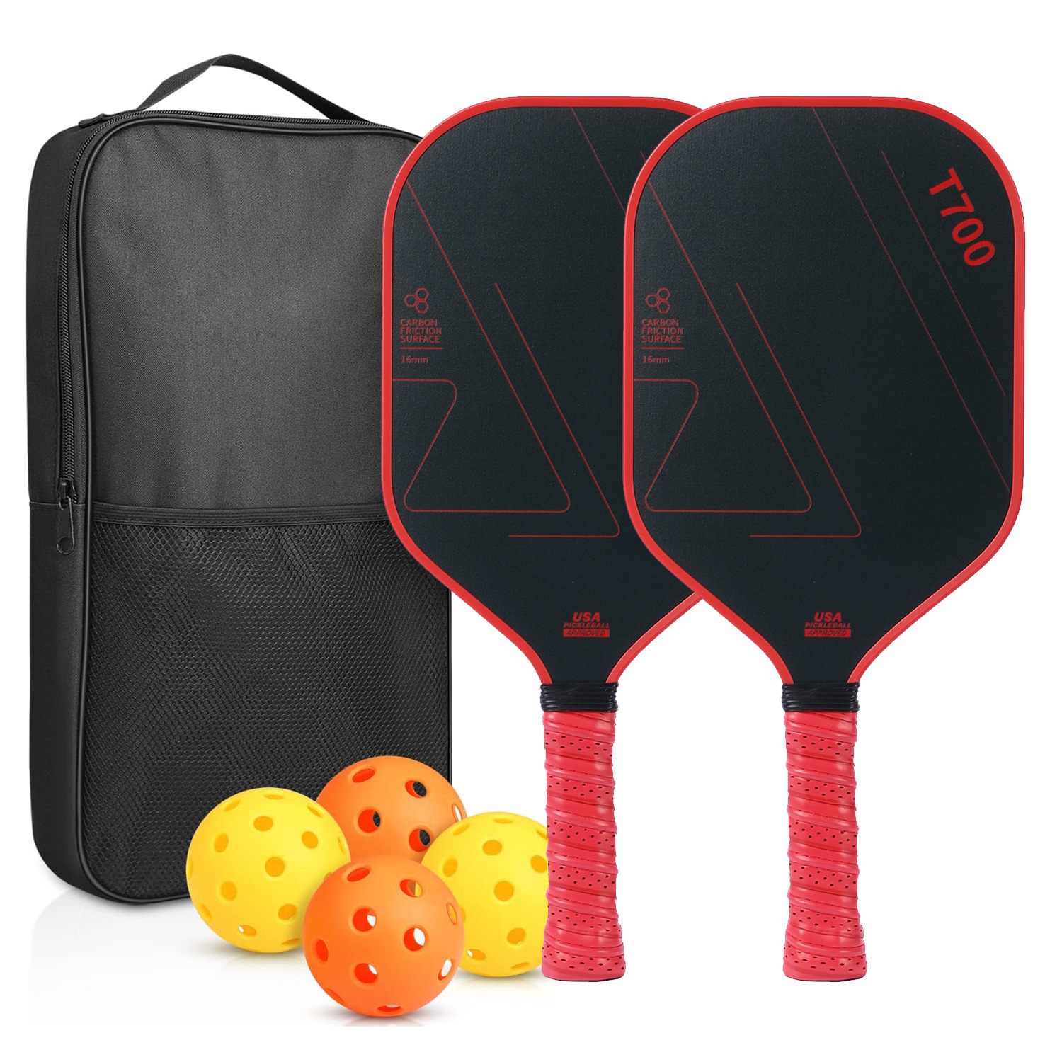 T700 hot-selling cloth-textured matte carbon fiber pickleball racket, 16MM, for high-end competition use, designed for cross-border sales