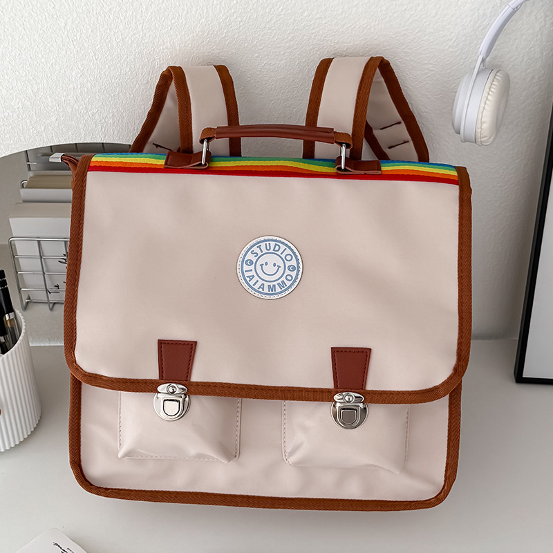 Mochila de estudiante de estilo universitario británico retro Mochila de gran capacidad para niños y niñas Mochila de viaje ligera nueva