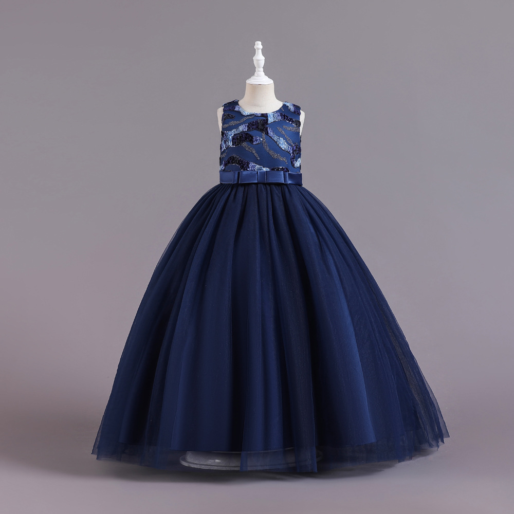 New Women's Children Net Lace Princess Dress Performance Dress Wedding Host High-end Stylish Fashion Show Gown