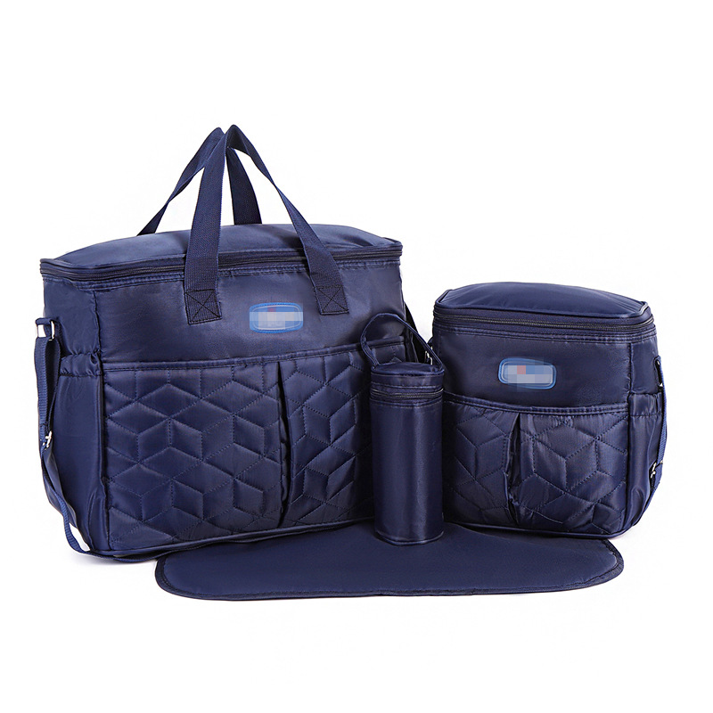 Conjunto de Cinco Piezas de Bolsa Maternal Acolchada con Diseño de Cuadros, Bolsa Maternal Multifuncional de Gran Capacidad para Guardar Pañales, de Hombro o Cruzada