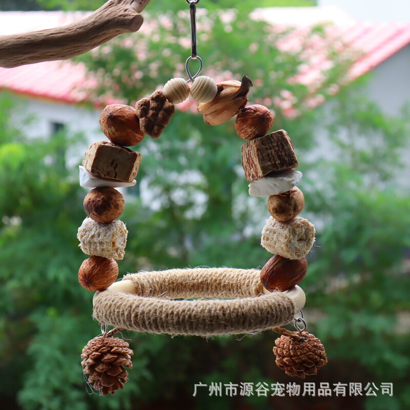 鹦鹉玩具墨鱼骨秋千果实磨牙觅食串玉米芯坚果组合啃咬鸟玩具用品|undefined