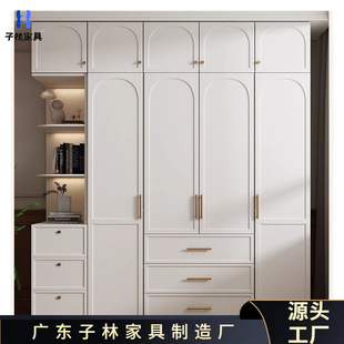 Wardrobe Home Bedroom Small Apartment Modern Simple Economical Cabinet for Rental Room Assembled Wardrobe Light French Style