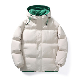 Men's Couple's Fashion Brand Fashion Cotton-padded Coat Thickened Autumn and Winter New fleece-lined Down Cotton Handsome Hat Jacket