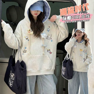 女童格子连帽卫衣春装2026新款女孩时髦上衣中大童韩版宽松打底衫