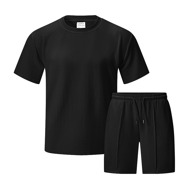 Men's Textured Polo Shirt – 3D Knit Short-Sleeve T-Shirt With Modern Collar, Lightweight & Breathable Summer Top (S-XXL, Black/Khaki/Cream)_voghion.com