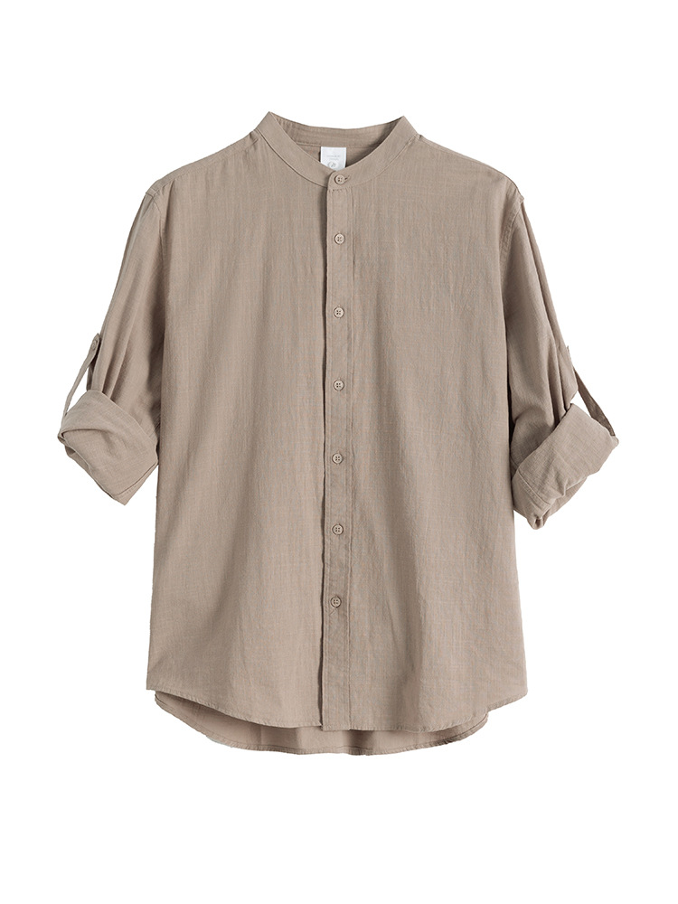 Camisas de mangas largas de hombre Waffle Henley, camisas de cuello, camisas casuales de alta calidad, camisas casuales de moda, nuevos hombres chinos.