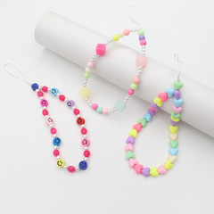 Customized Cute Girl Short Smiling Star Phone Chain, Colorful Soft Clay Mixed Bead Phone Pendant Accessory