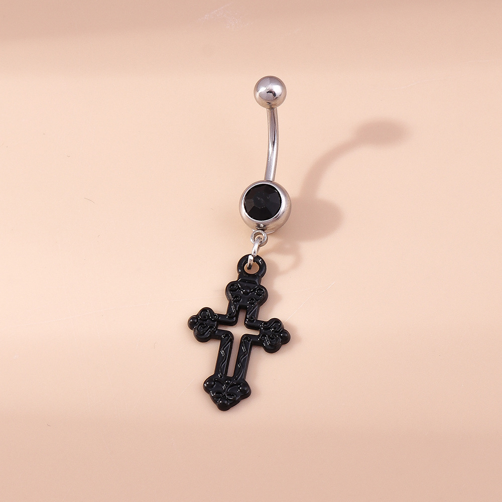 Seksowny kolczyk do pępka kółko pusty krzyż ze stopu_voghion.com