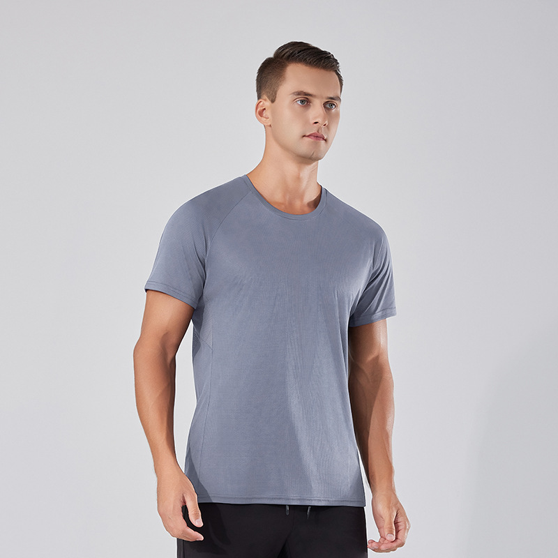 En verano, los nuevos deportes masculinos de secado rápido, absorción de sudor, cuello redondo, manga corta, maratón de deportes al aire libre al por mayor, Fitness relajado y transpirable image 7
