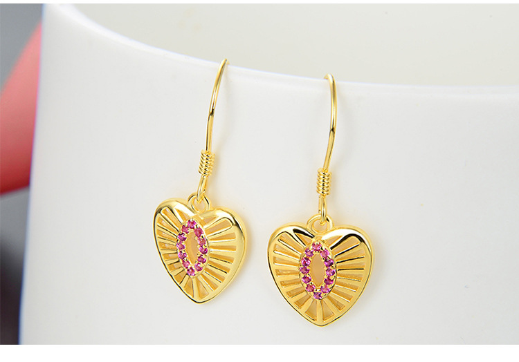 Fashion Simple Zircon Heart S925 Silver Hollow Heart-shaped Earrings display picture 4