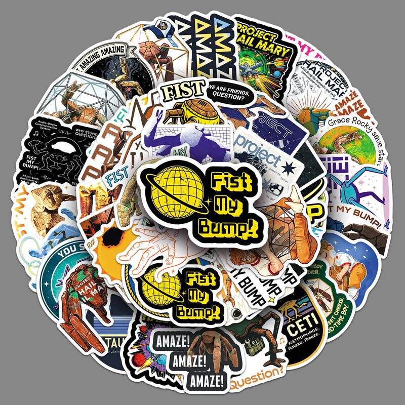 50 Pieces of Rescue Plan Stickers, Horror Science Fiction Movie Project Hail Mary Film and Television Waterproof DIY Stickers