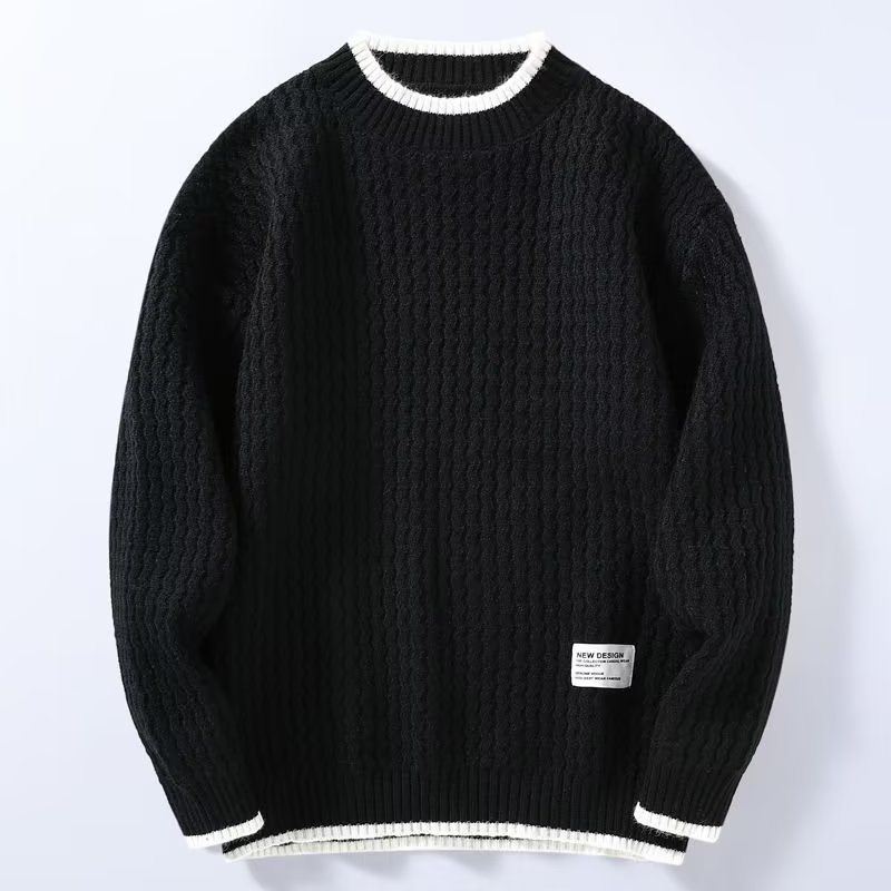 Round neck gray sweater men's winter 2023 new fashion brand lazy style sweater inner jacquard pullover top fashion