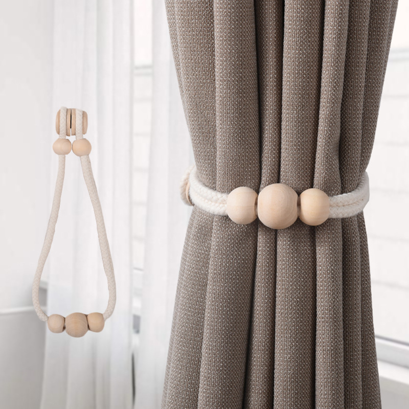 Curtain Strap Punch-free Magnet Buckle Wooden Window Decorations Gauze Curtain Storage Strap Magnetic Suction Curtain Buckle Lanyard Cross-border