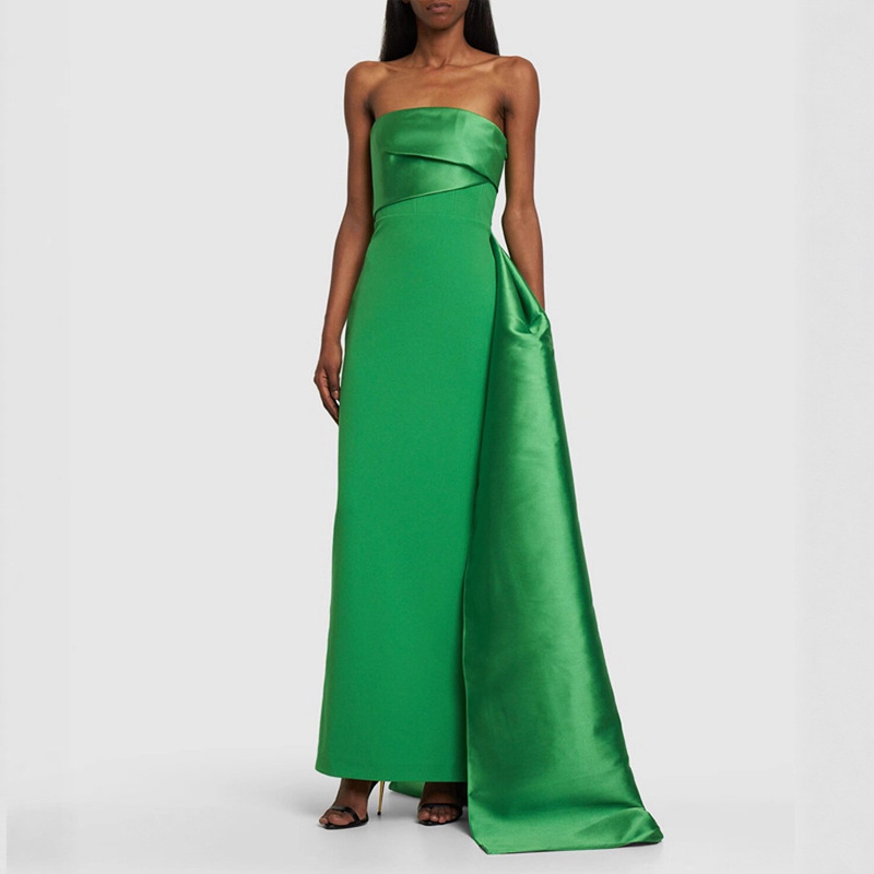 European and American Cross-Border Green Evening Gown Long Dress 2026 New Model Birthday Party Runway Red Carpet Dress Host Gown