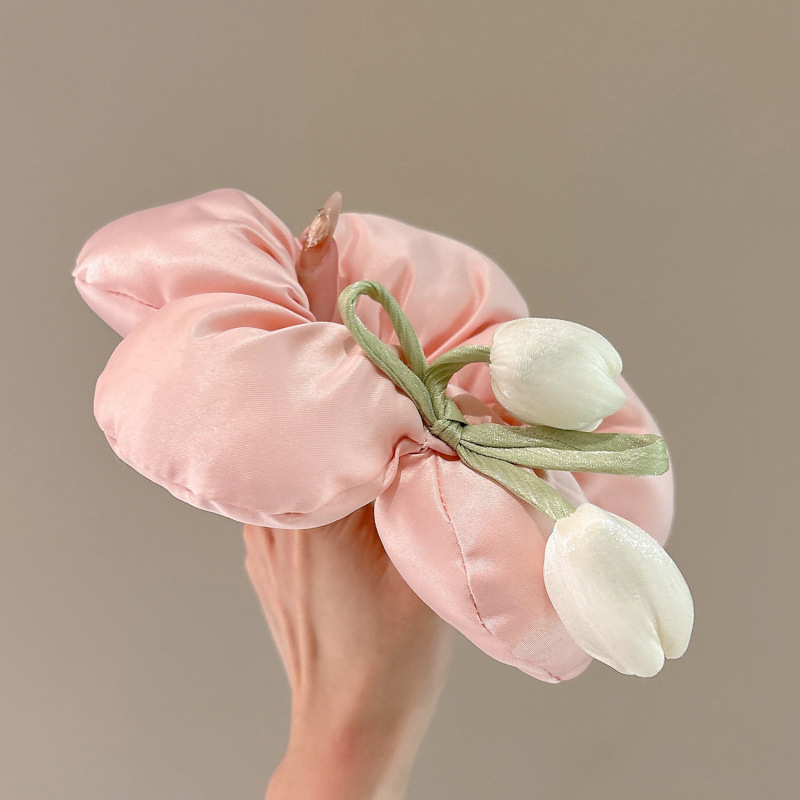 Flor Tulip Coron Hairy Circle para el cabello Ambiente dulce para niños Cabeza tridimensional Flor con bola Cabeza Cuerda para el cabello Tocado Mori