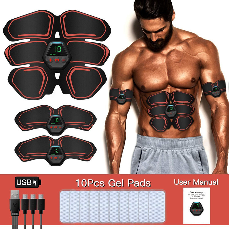 FDA 510K EMS腹部肌肉贴 肌肉刺激器液晶屏ABS电动腹肌贴 USB充电|undefined