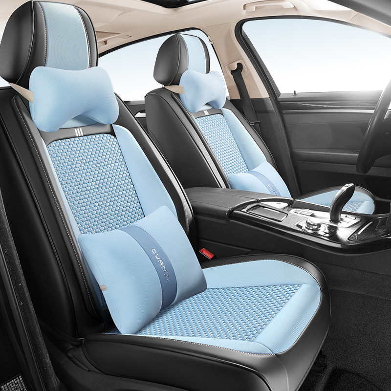 跨境外贸一件批发四季通用新款汽车坐垫全包围座套透气皮冰丝座椅