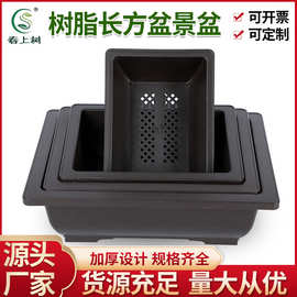长方盆景花盆塑料加厚塑料盆种植盆长方形微型盆景盆