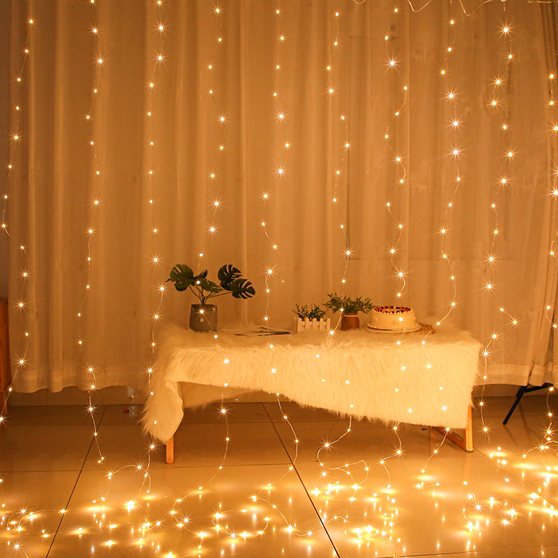 USB remote control 3*3 meters copper wire light 300LED curtain light…
