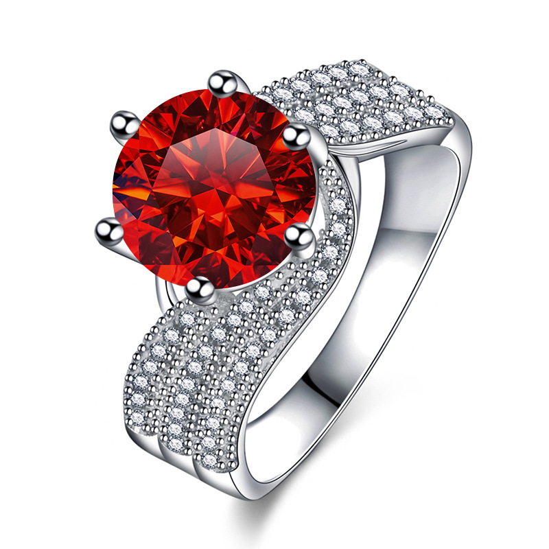 Anillo de diamante de diamante de plata esterlina 925 5 quilates, anillo de regalo de cumpleaños para la novia.