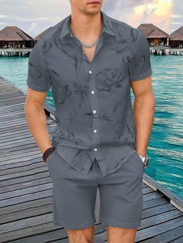 2025 nuevo estilo Amazon transfronterizo tendencia de moda casual europea y americana camisa de manga corta pantalones cortos traje MB1 MA1