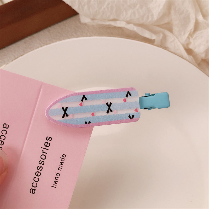 Un par de impresión de arco para niñas pinzas de cabello sin marcas de dibujos animados para mujeres adorables pinzas de cabello para el cabello de bordas rotas