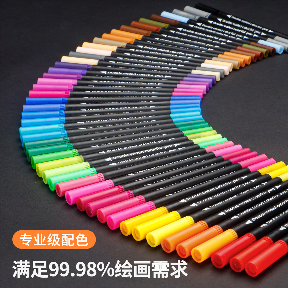 120 color doble cabeza acuarela bolsas de tela negra acuosa marcador conjunto de pincel de dibujo de línea de gancho profesional de arte mayorista