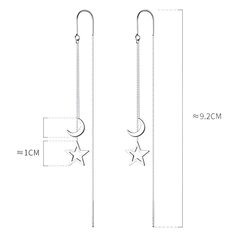 AliExpress adecuado para la cara redonda adelgazamiento pendientes largos Mujer estilo coreano borla hueco estrella Luna pendientes marea