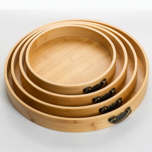 Bamboo and Wood Exquisite Vintage Tea Tray Household Simple Tea Sea Round Rectangular Walnut Color Square Plate Large Tea Tray